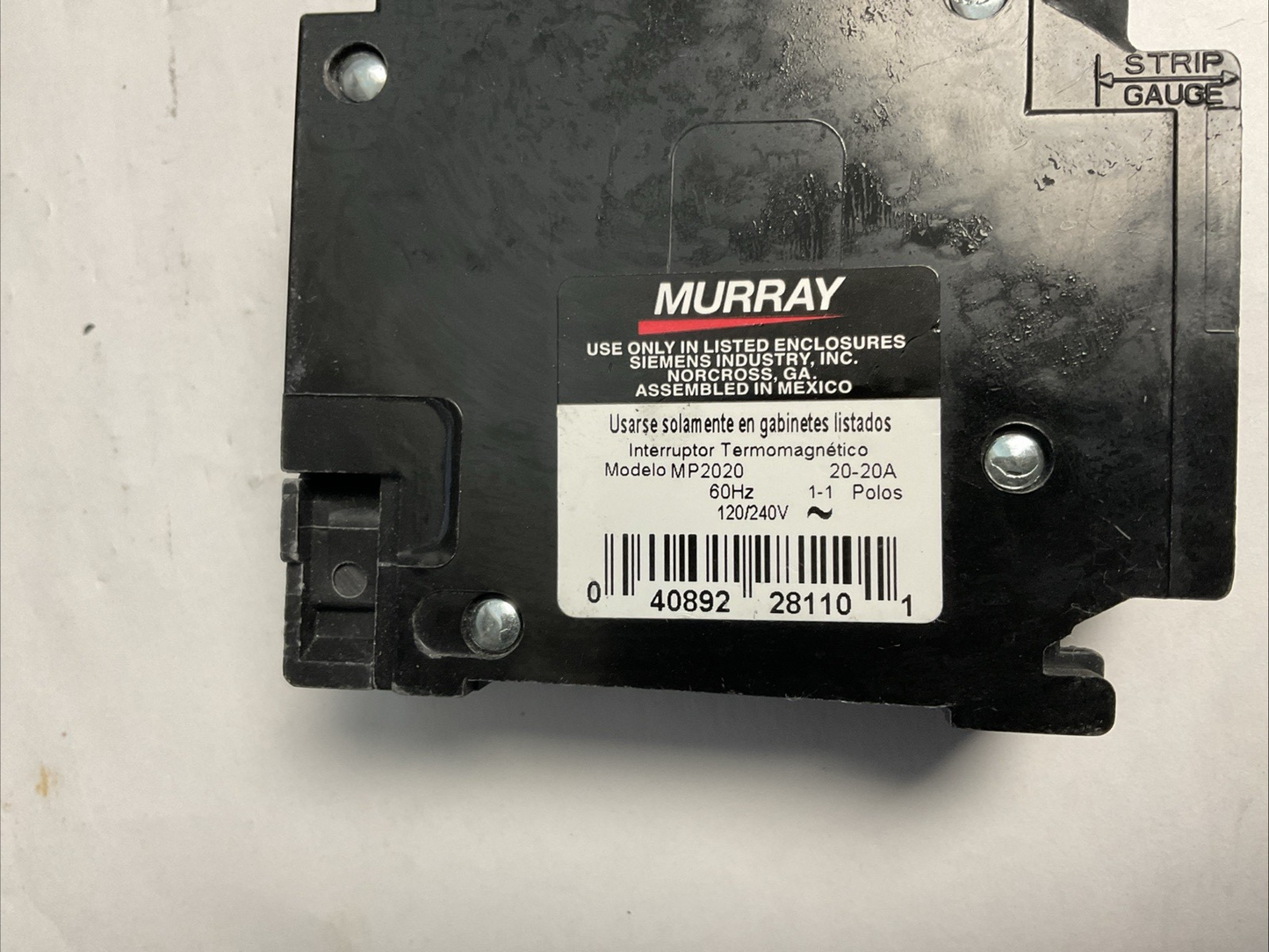 MURRAY MP2020 CIRCUIT BREAKER 20A 2POLES 60HZ 240VAC****LOTOF2****
