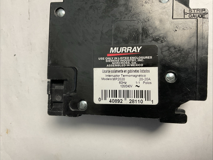 MURRAY MP2020 CIRCUIT BREAKER 20A 2POLES 60HZ 240VAC****LOTOF2****