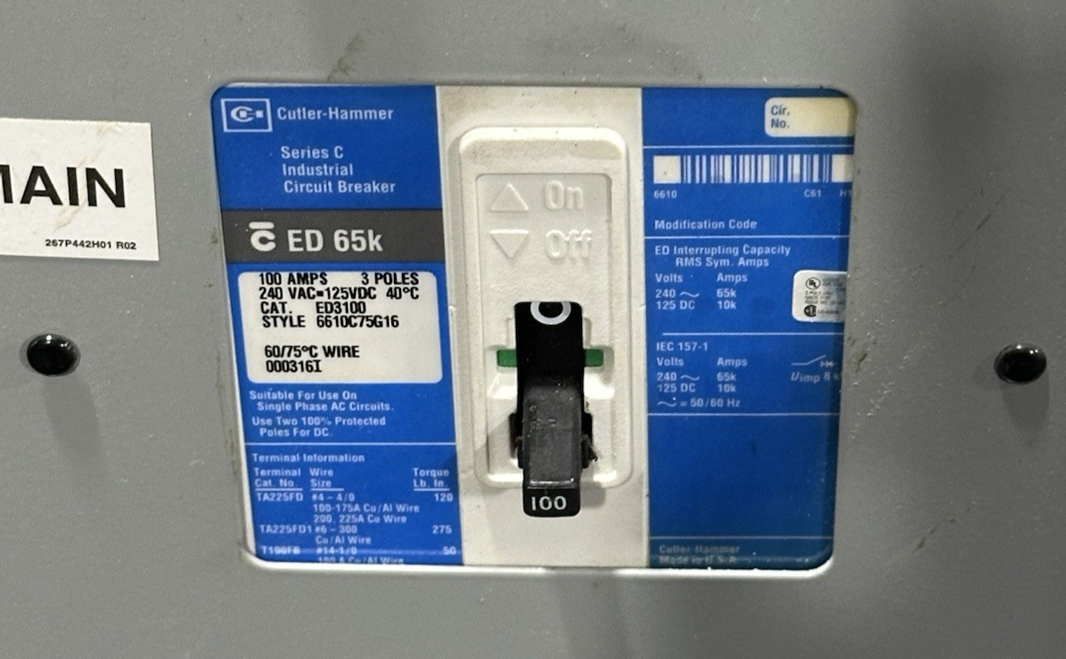 Cutler Hammer PRL1A Panelboard 150AMP 120/208V 3PH 4W 30 Space 100AMP Main