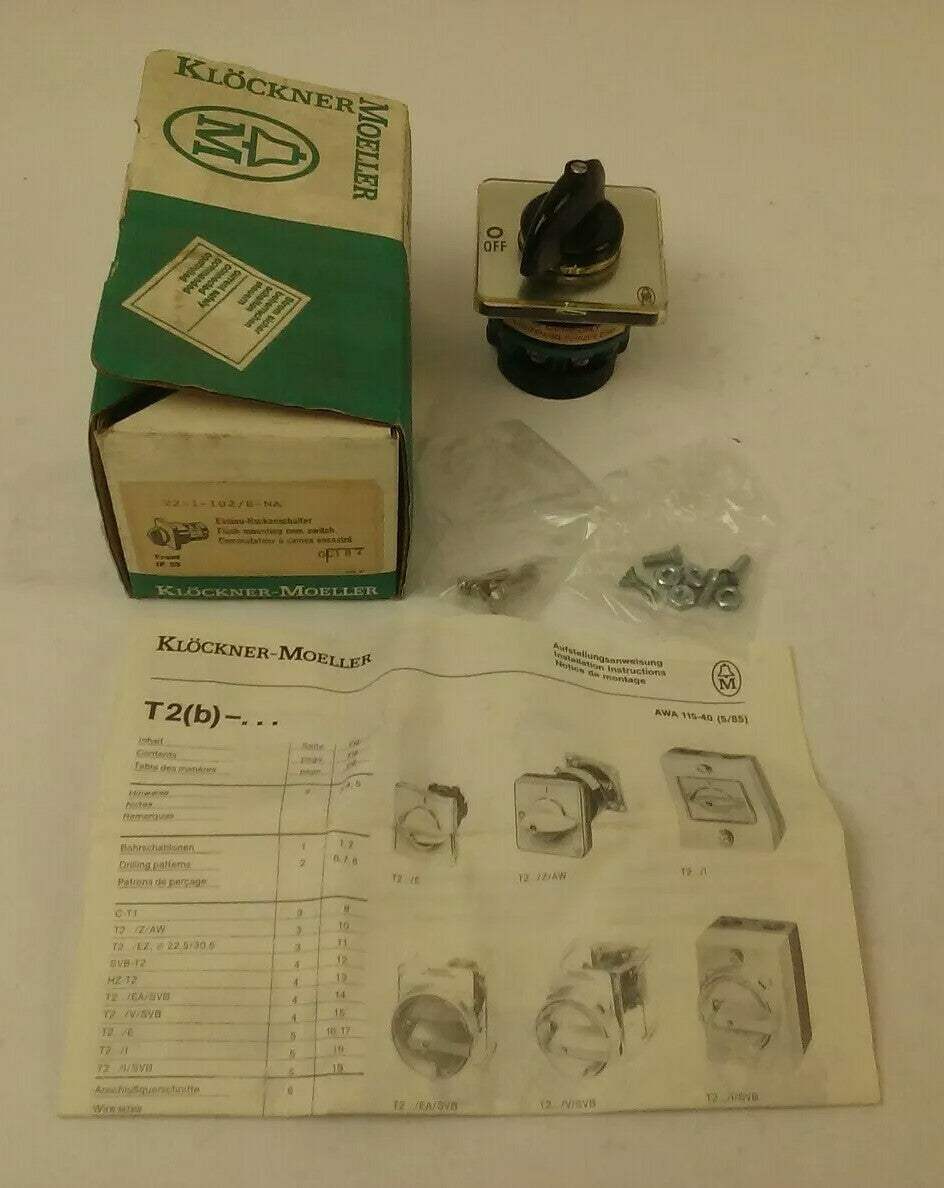 KLOCKNER MOELLER T2-1-102/E-NA FLUSH MOUNTING CAM SWITCH 3PH 25A 300VAC 7 1/2HP