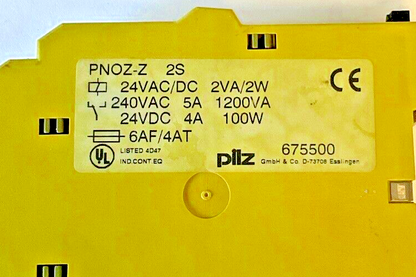 PILZ PNOZ-Z 2S SAFETY RELAY 24VAC/DC 2VA/2W