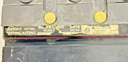 SQUARE D TYPE Q2 CIRCUIT BREAKER 225A 3POLE 240VAC