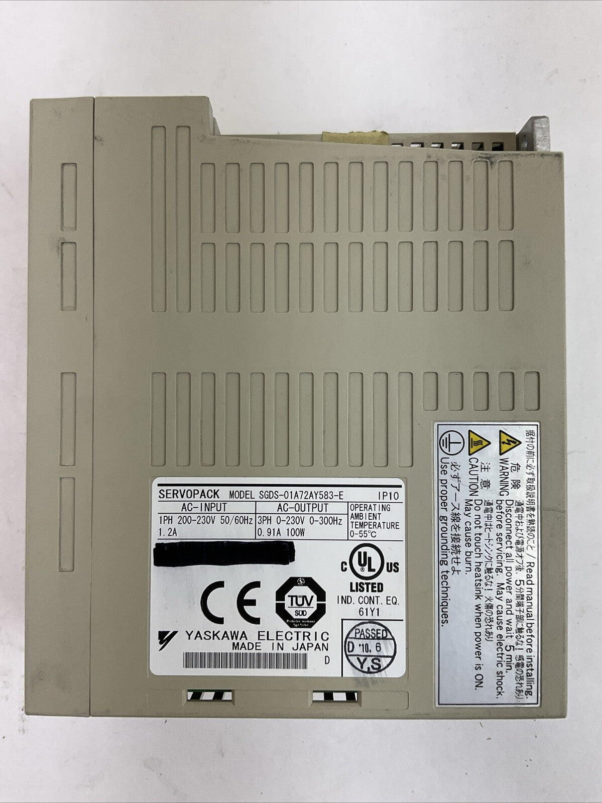 YASKAWA SGDS-01A72AY583-E SERVOPACK 230VAC SERVO DRIVE