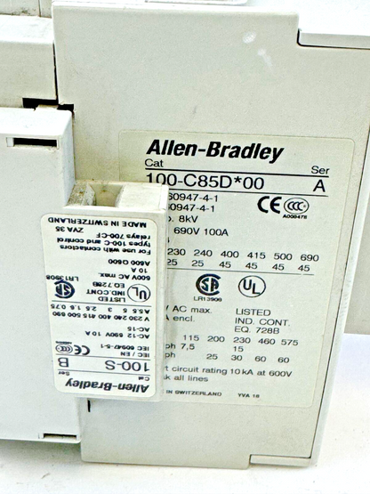 ALLEN-BRADLEY - 100S-C85DJ14C SER. A - SAFETY CONTACTOR - 24 VDC COIL, 85 A