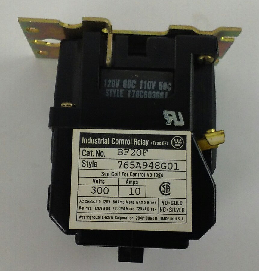 Westinghouse BF20F Control Relay - 2 Pole, 10 Amp, 300 VAC, 110/120 V Coil (NEW)