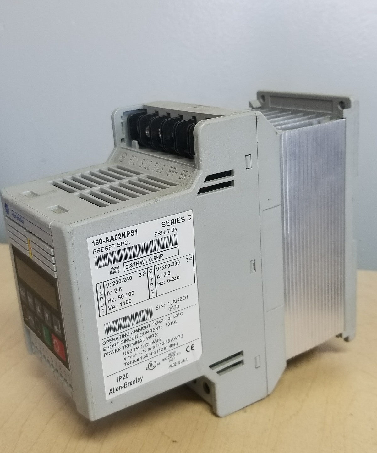 Allen Bradley Preset Speed 160-AA02NPS1  FRN: 7.04 0.37KW 0.5HP