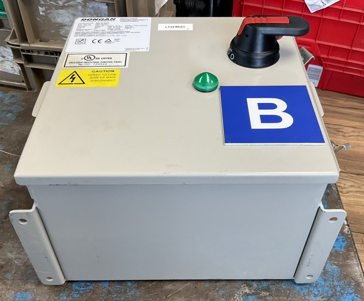 DONGAN TDL12-230Y SINGLE PHASE LIGHTING DISCONNECT TRANSFORMER 2KVA PRI 480V SEC