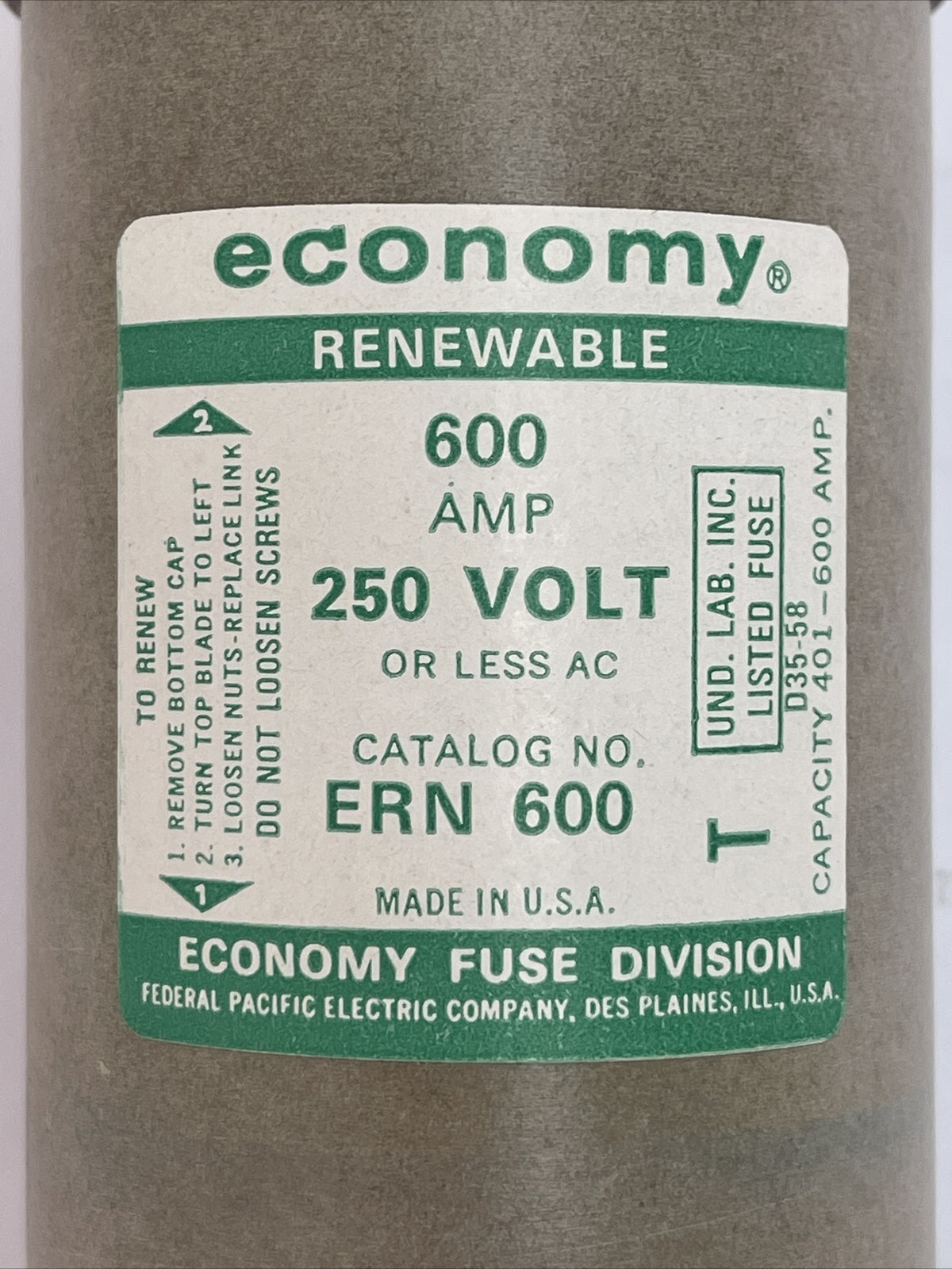 ECONOMY ERN 600 RENEWABLE FUSE 600AMP 250VAC