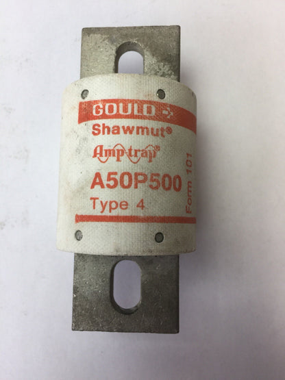 GOULD SHAWMUT AMPTRAP A50P500 FUSE 500 AMP 500VAC TYPE 4 FORM 101