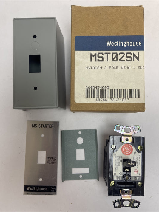 WESTINGHOUSE MST02SN MANUAL STARTER SWITCH 2 POLE NEMA 1 ENCLOSURE 1HP 115-230V