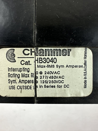 CUTLER HAMMER GHB3040 CIRCUIT BREAKER 3POLE 40AMP 277/480VAC 240VAC 125/250VDC
