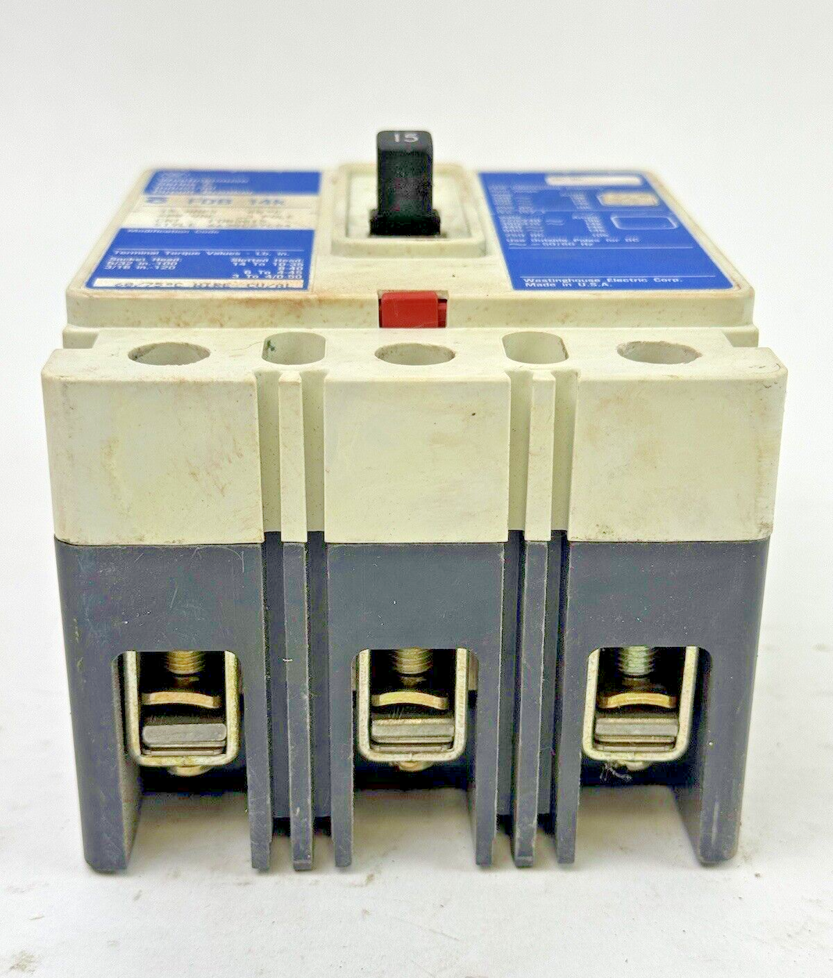 WESTINGHOUSE - FDB3015 - INDUSTRIAL CIRCUIT BREAKER - 3 POLE/ 15 A/ 600 VAC