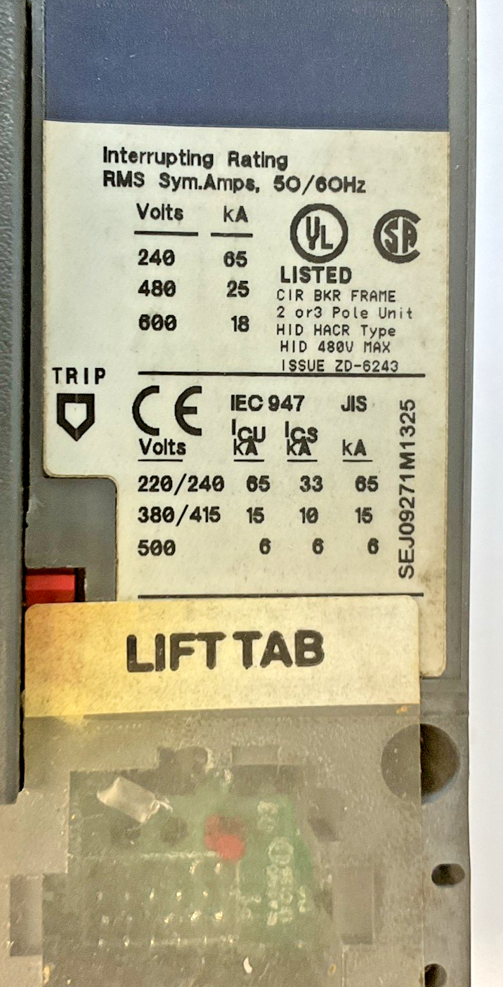 GE SEHA36AT0030 CIRCUIT BREAKER 600VAC 3POLE 30A