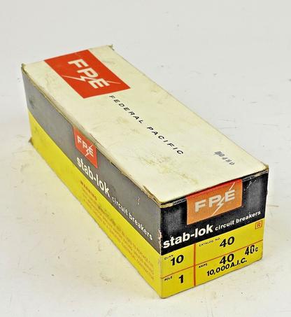 FEDERAL PACIFIC *BOX OF 10* STAB-LOK 40A, 1 POLE CIRCUIT BREAKERS