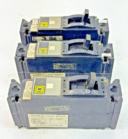 SQUARE D **LOT OF 3** FAL14020 - CIRCUIT BREAKERS - 1 POLE/ 20A/ 120 VAC 120 VDC