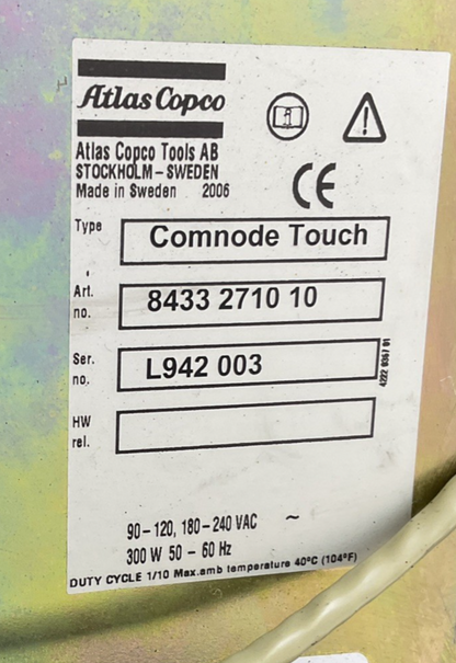 ATLAS COPCO 8433 2710 10 COMNODE TOUCH 240VAC 300W 50-60HZ