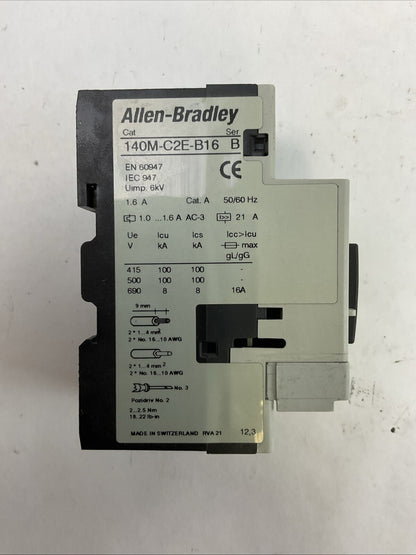 ALLEN BRADLEY 140M-C2E-B16 MOTOR PROTECTOR SER B 1.0-1.6A 575VAC 3PH 1HP
