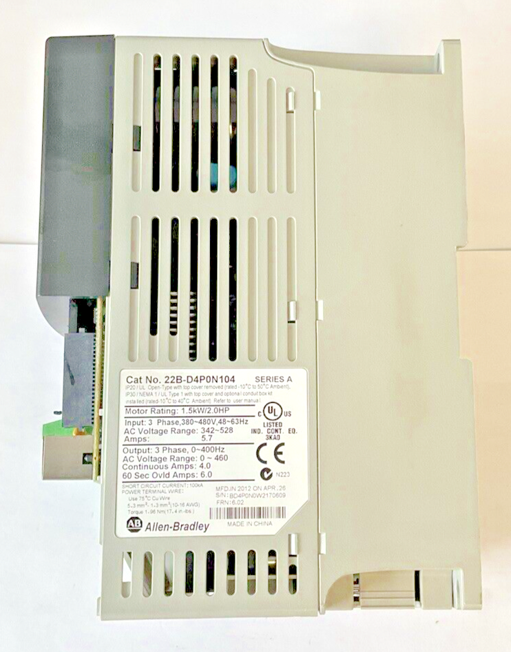 ALLEN BRADLEY 22B-D4P0N104 POWER FLEX AC DRIVE SER.A 1.5KW/2.0HP  FRN.6.02