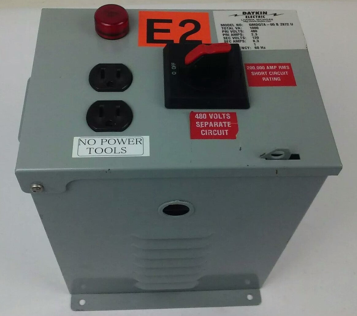 DAYKIN ELECTRIC GMDGTA-05BZ872U TRANSFORMER DISCONNECT SWITCH 480V, 1000VA, 2.3A