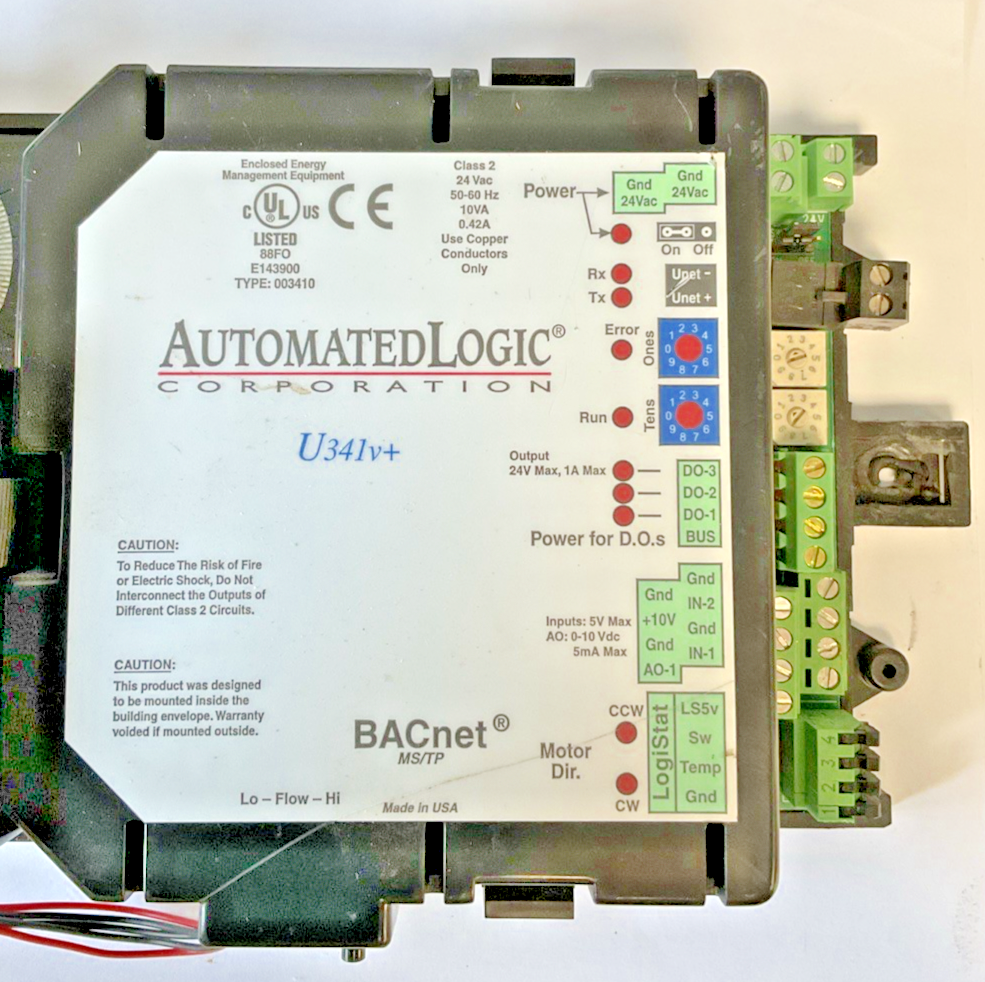 AUTOMATED LOGIC U341V+ CONTROLLER 24VAC 50-60HZ 10VA 0.42A LM24-M ALC