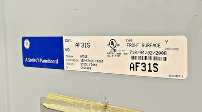 GE AEF3301BB PANELBOARD 125A 480Y 3PH 100AMP MAIN BREAKER 180Y/277VOLTS