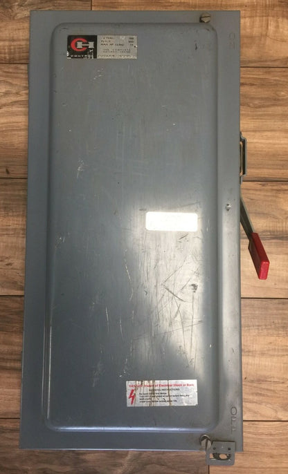 CUTLER HAMMER DH363D NON FUSIBLE SAFETY SWITCH 600VAC 100AMP 3PHASE 75HP 3POLE