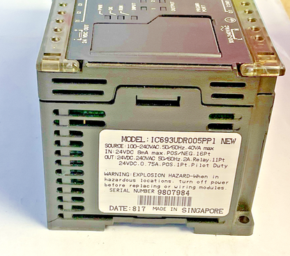 GE IC693UDR005PP1 PROGRAMMABLE CONTROLLER MODULE 40VA 240VAC SERIES 90 MICRO
