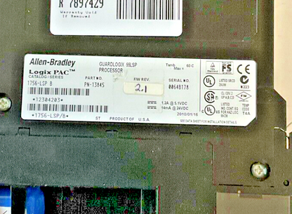 ALLEN BRADLEY 1756-LSP B GUARDLOGIX 55LSP PROCESSOR  F/W REV. 2.1