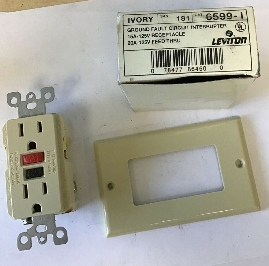 LEVITON 6599-I GROUND FAULT CIRCUIT INTERRUPTER IVORY 20A 125V ***LOTOF3***