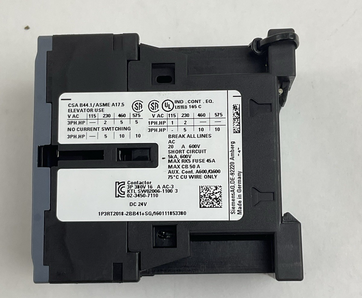 SIEMENS POWER CONTACTOR 3RT2018-2BB41 / 24V DC