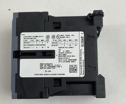 SIEMENS POWER CONTACTOR 3RT2018-2BB41 / 24V DC
