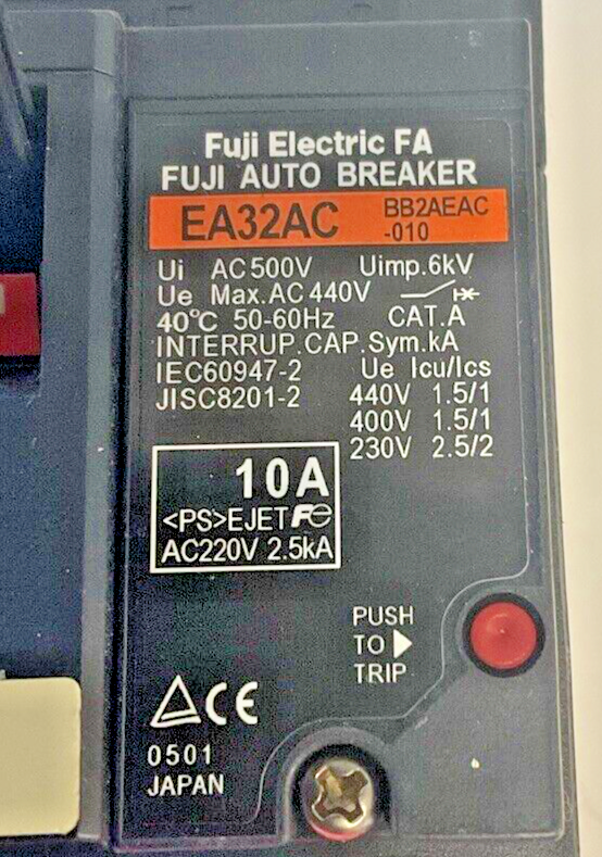 FUJI ELECTRIC EA32AC CIRCUIT BREAKER 10A 240V 5KA