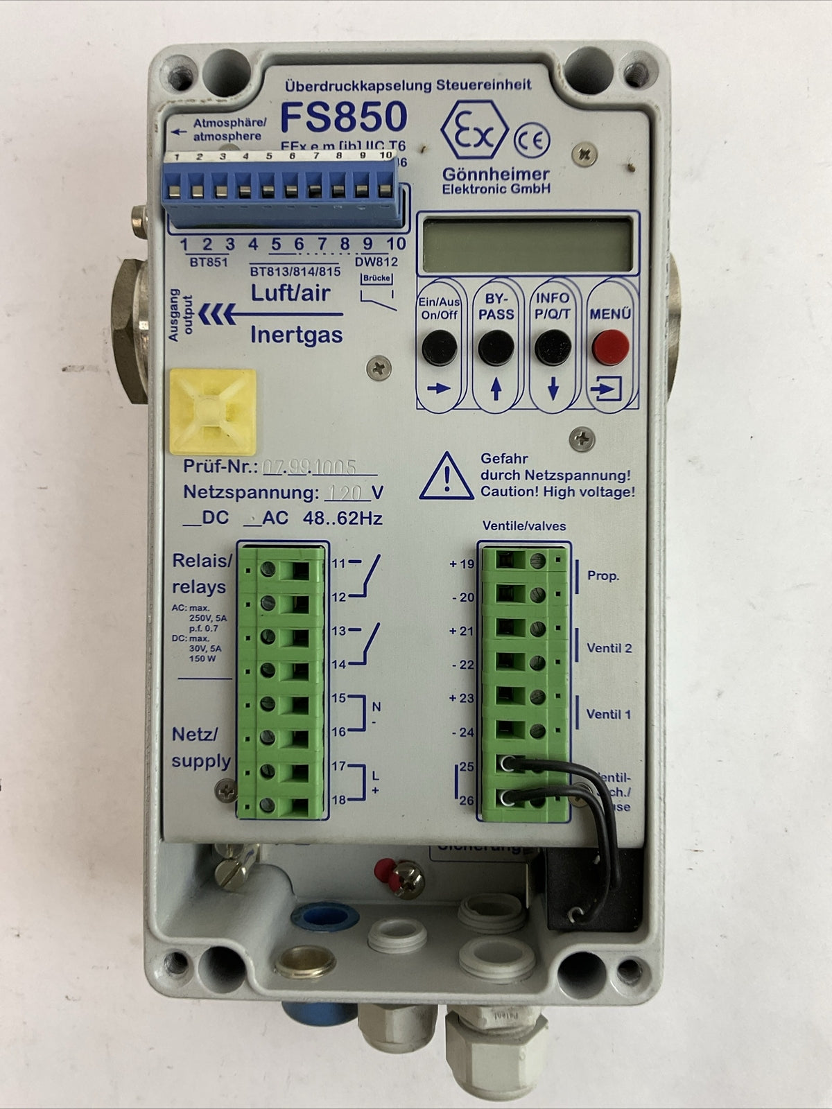 GONNHEIMER ELEKTRONIC FS850 PRESSURIZED ENCLOSURE SYSTEM PURGING 07.99.1005