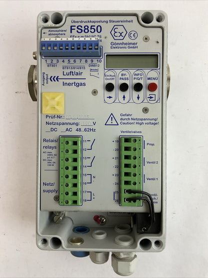 GONNHEIMER ELEKTRONIC FS850 PRESSURIZED ENCLOSURE SYSTEM PURGING 07.99.1005