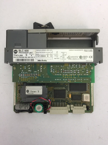 ALLEN BRADLEY 1747-L532 PROCESSOR UNIT 24VDC SER D PROC REV 4  1747-OS302 SER B