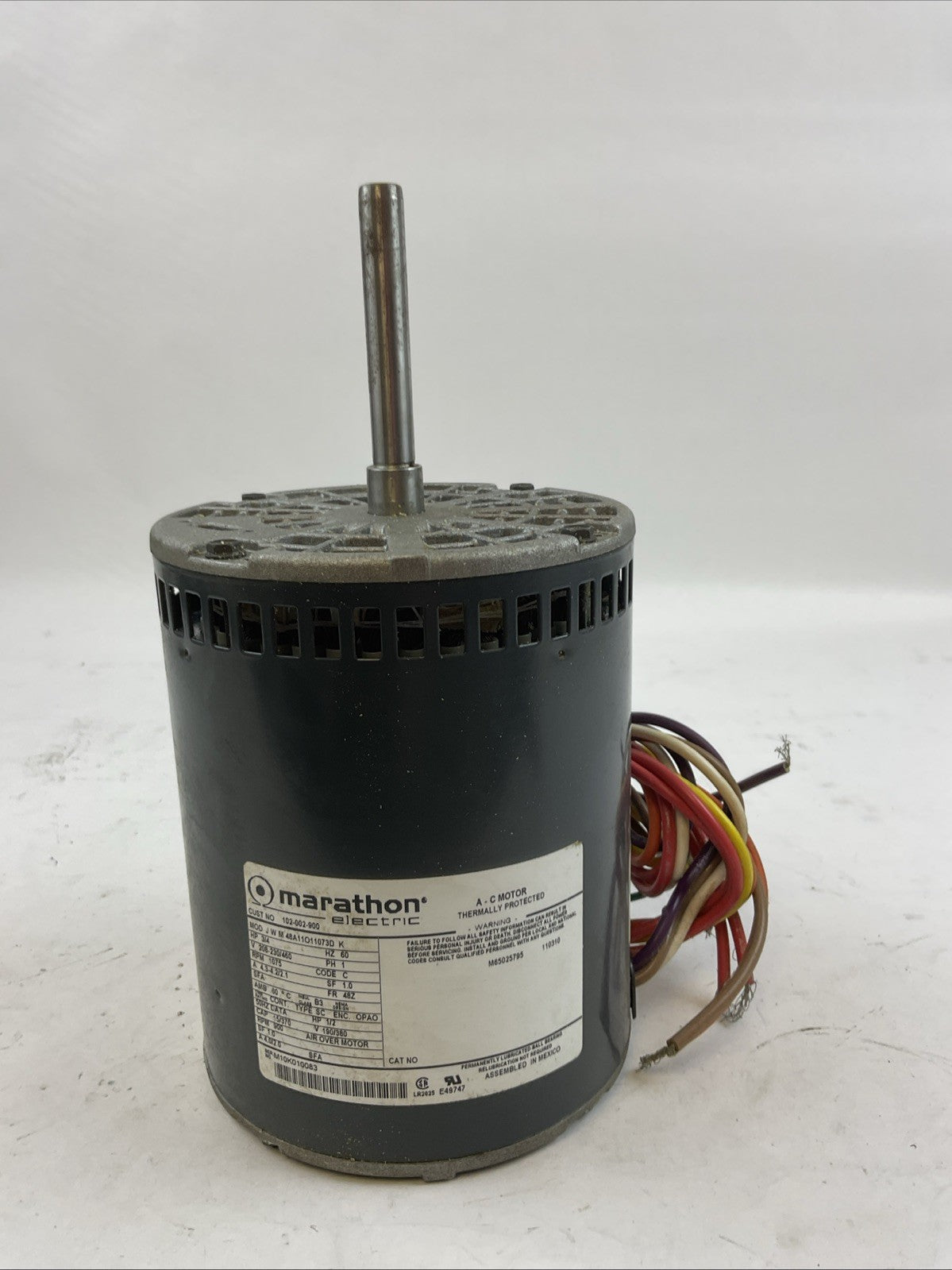 MARATHON MOD J W M 48A11O11073D K AC MOTOR 3/4HP 208-230/460V 1PH 1075RPM