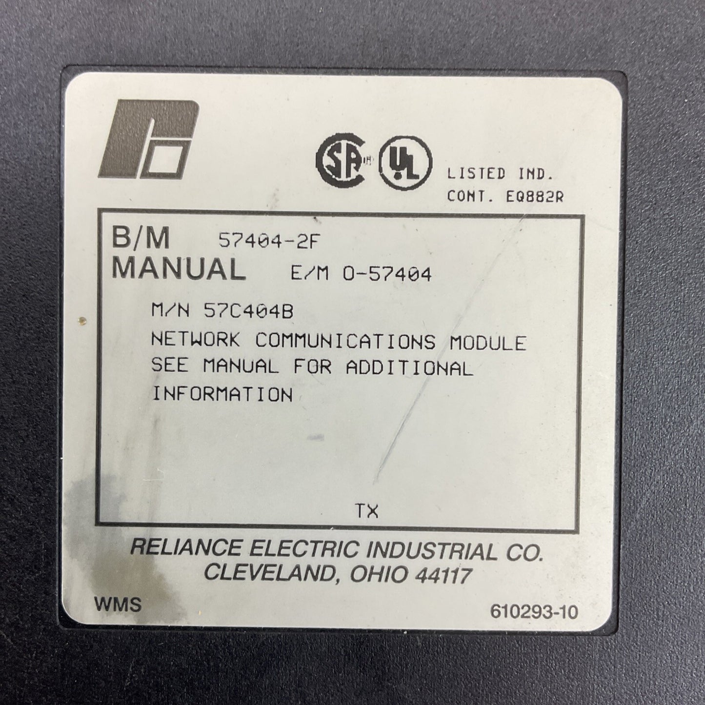 RELIANCE ELECTRIC 57C404B NETWORK COMMUNICATIONS MODULE 57404-2F
