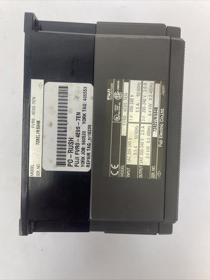 FUJI FVR0-4E9S-7EN INVERTER DRIVE OUTPUT 200-240VAC 3.0A 0.4kW 0.2-400HZ INPUT