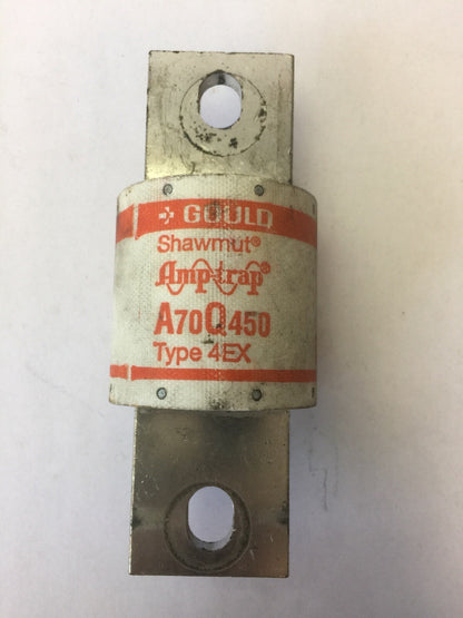 GOULD SHAWMUT AMPTRAP A70Q450 FUSE 450 AMP 700 VAC TYPE 4EX FORM 101