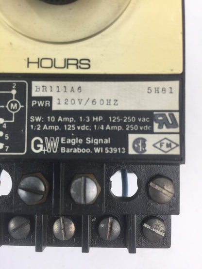 GW EAGLE SIGNAL BR111A6 TIMER 120V 60HZ 10A 125-250VAC 1/3HP 1/4A 250VDC