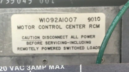 HONEYWELL W1092A1007 MOTOR CONTROL CENTER RCM 120VAC 3AMP