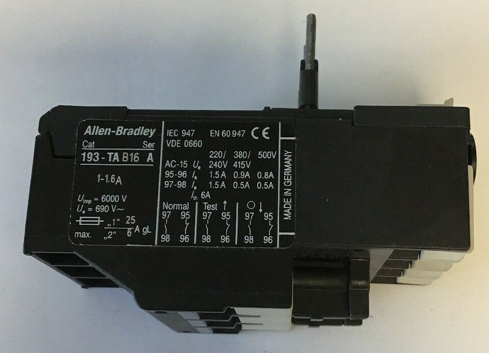 ALLEN BRADLEY 193-TA B16 1-1.6A SER.A  OVERLOAD RELAY 600VAC