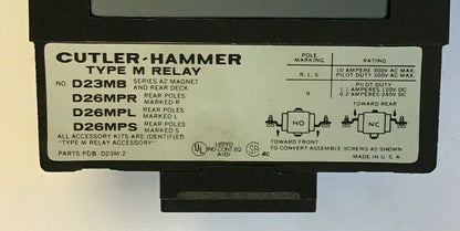 CUTLER HAMMER D23MR40A TYPE "M" RELAY SERIES A3  4N.O.-0N.C.