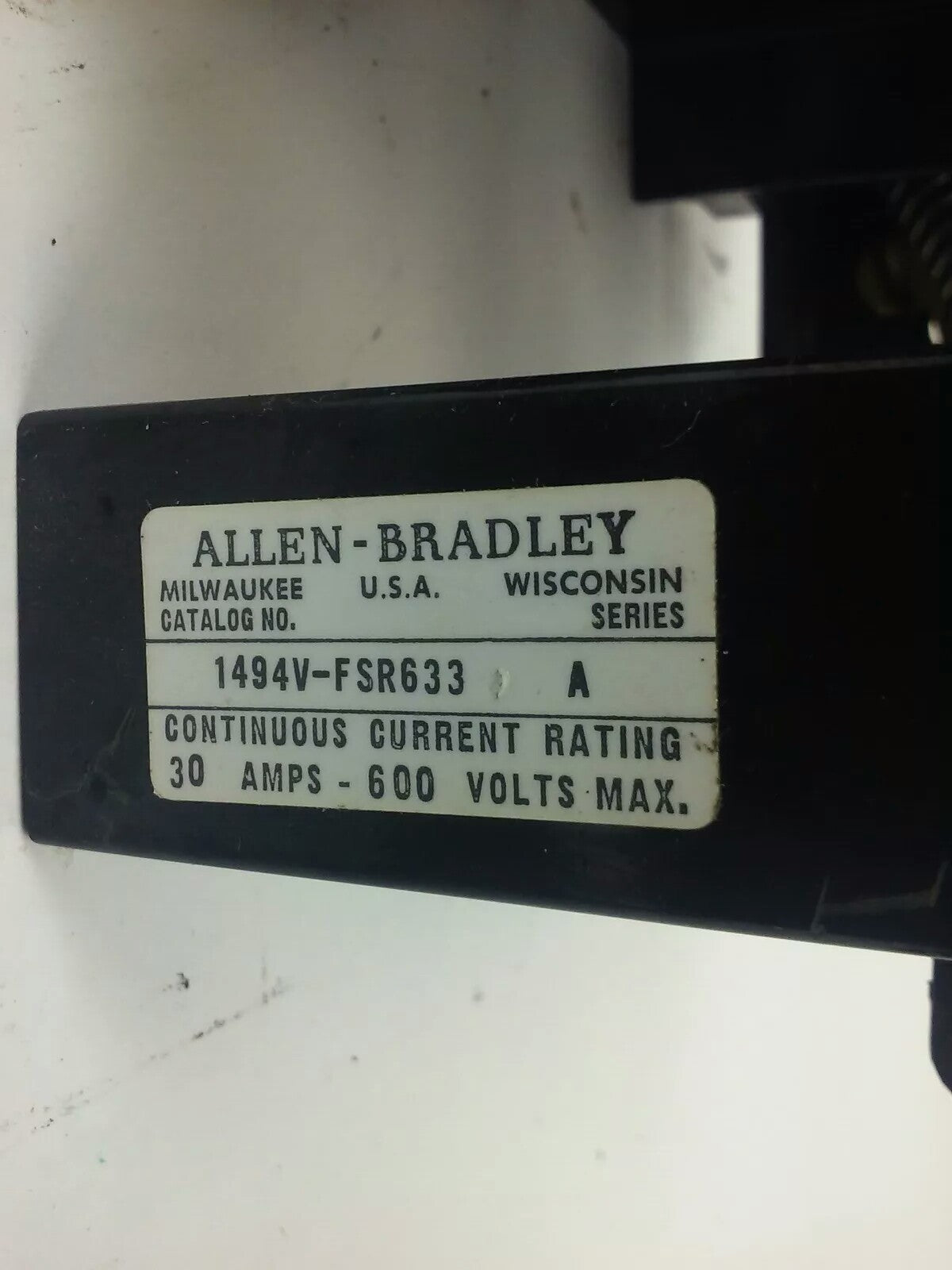 ALLEN BRADLEY 1494V-DS30 SER. A, FUSIBLE SWITCH, 3PH, 3P, 30A, 600V,1494V-FSR633