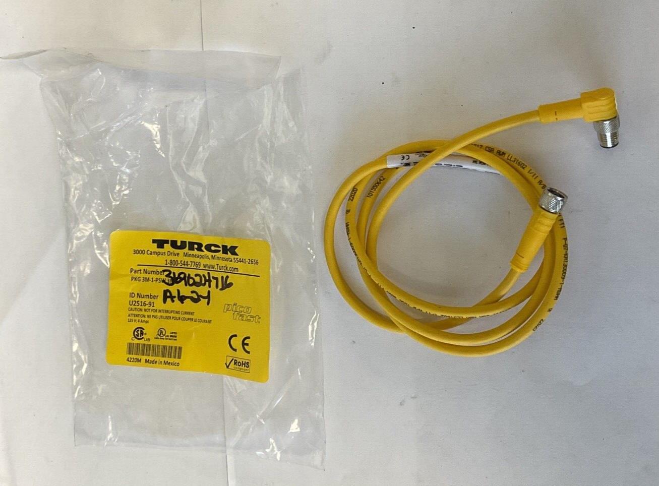 TURCK PKG 3M-1-PSW 3M CORD CONNECTOR DOUBLE END 125V 4AMPS