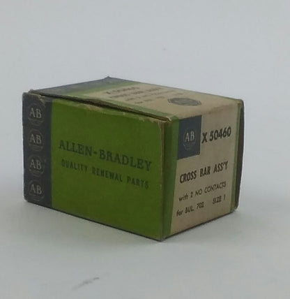 ALLEN BRADLEY X-50460 CROSS BAR 2 POLE ASSEMBLY W/ 2 NO CONTACTS, BUL 702,SIZE 1