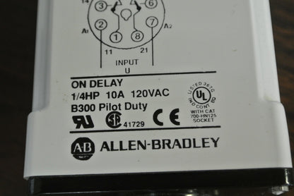 ALLEN-BRADLEY 700-HTF12F16A1 ON-DELAY 180-SEC. FIX TIMING RELAY 120V NEW SURPLUS