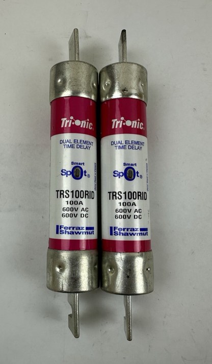 FERRAZ SHAWMUT TRS100RID 100 AMP 600V DUAL TIME DELAY TRIONIC FUSE LOT OF 2