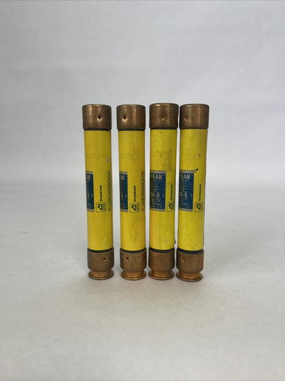 COOPER BUSSMANN LPS-RK-6 LOW-PEAK DUAL ELEMENT FUSE 600VAC (LOT OF 4)