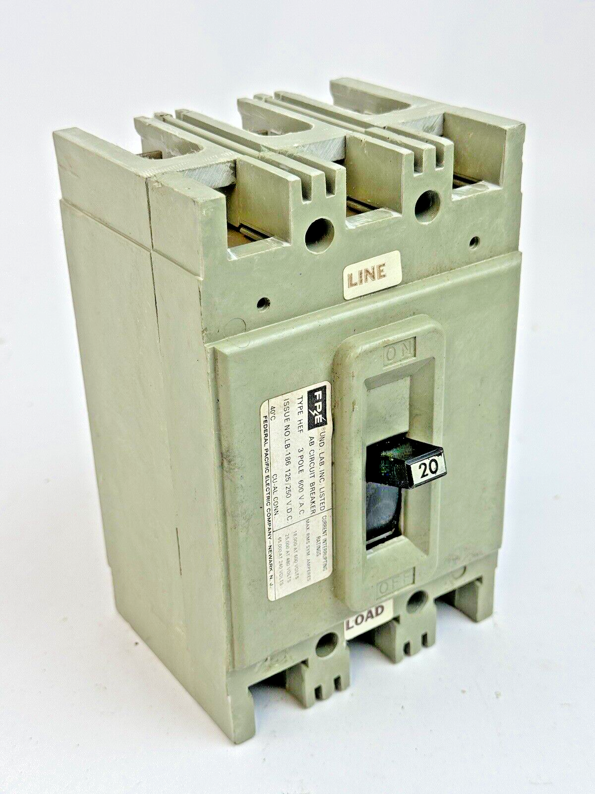 FPE - HEF631020 - CIRCUIT BREAKER - 3 POLE/240VAC/30A, LB-186 - NEW